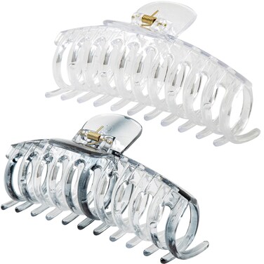 5.5 Inches Extra Large Hair Clips for Long Thick Hair Women&rsquo;s Jumbo Hair Claw Clips 2 Counts in Set Hair Accessories(clear and grey)