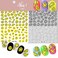 Smiling Face Nail Art Stickers 3D Nail Decals Cute Self-Adhesive Nail Stickers Yellow Black and White Twisted Smiling Face Nail Supplies for Women Girls Kids Nail Decorations