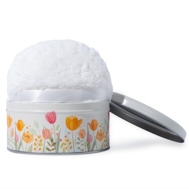 Large Body Powder Puff and Container Tin, 5.5&rdquo; x 2.8&rdquo; Powder Puff for Body Powder, Dusting Powder - Soft Powder Applicator Puff for Women, Reusable Empty Powder Container with Puff (White Puff &amp; Case)