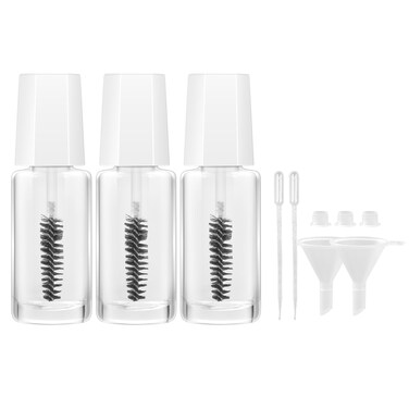 Glass Empty Mascara Tube and Wand (3pack, 10ml) Leakproof Mascara Tubes Empty for Castor Oil, Lash Serum, Brow Growth Oil - Eyelash Serum Applicator Glass Bottle with Wand, Stopper, 2 Funnel &amp; Dropper