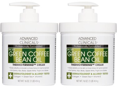 Advanced Clinicals Thermo Firming Green Coffee Bean Moisturizer Body Cream   Anti Cellulite Caffeine Firming Lotion For Legs, Arms, &amp; Body   Skin Care Products   Aging Skin Tightening Cream, 2-Pack