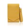 Makeup Lipstick Case, Pu Leather Lipstick Pouch With Mirror, Wristlet Lipstick Holder with Removable Keychain, Holds Up to 3 Lipsticks, Magnetic Closure (Yellow)