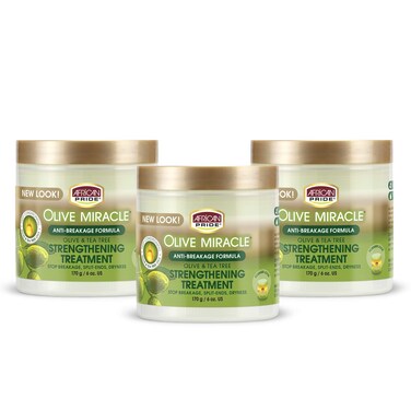 African Pride Olive Miracle Anti-Breakage Cr&egrave;me (3 Pack) - Contains Olive &amp; Tea Tree Oil to Help Stop Breakage, Split Ends &amp; Hair Dryness, 6 oz
