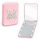 Small Mirror with Lights Teen Girl Gifts Trendy Stuff Personalized Pearl Initial LED Pink Folding Compact Mirror Preppy 1X/2X Magnification Travel Makeup Pocket Mirror for Women (M)
