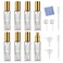 8Pcs 15ml Perfume Atomizer, Square Glass Perfume Atomizer Bottle Refillable Mini Perfume Bottles, Travel Essential Oil Portable Perfume Spray Bottle, with Perfume Dispenser (15ML/A-Gold)