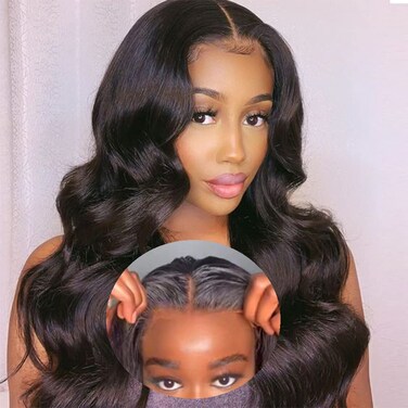 Wear and Go Glueless Wigs Human Hair Pre Plucked Body Wave Lace Front Wigs for Black Women Upgraded No Glue Pre Cut HD 4x4 Lace Closure 18 Inch