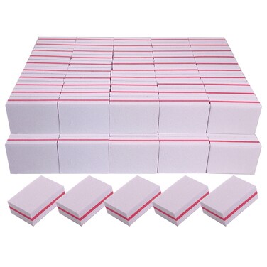 Nail Buffers (100 Pack), Mini Buffer Block Nail File for Acrylic Nails and Natural Nails, 100/180 Grit Nail Buffer Block Bulk Buffing Blocks for Nail Buff Professional Manicure File Blocks Set White