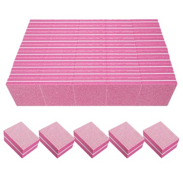 80/80 Grit Nail Buffers (50 Pack), Mini Nail Buffer Block Nail Files for Acrylic Nails and Natural Nails, Coarse Nail Buffer Blocks Bulk Buffing for Nail Buff Professional Manicure File Set Pink