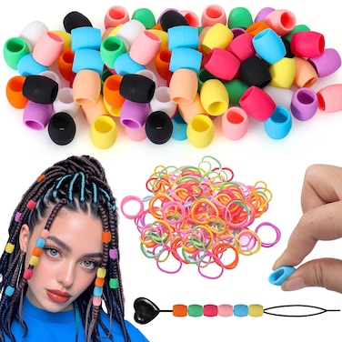 AIERSA Large Silicone Hair Beads for Kids Girls Braids, 50pcs Soft Colorful Pony beads Bulk for Kids Girls Women Hair Accessories for Braids