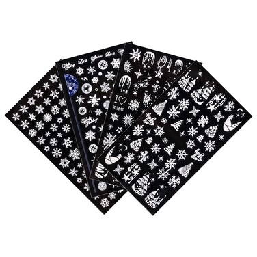 AIEX 4 Sheets Christmas Snowflake Nail Stickers White Embossed Nail Art Stickers Self Adhesive 5D Snowflake Nail Decals DIY Acrylic Nails Designs for Christmas New Year Winter Holiday