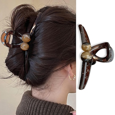 Pearl Banana Clip for Women Banana Clips Hair for Thick Hair (B)