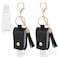 2 Pcs Portable Hand Sanitizer Bottles with Keychain, Refillable Travel Containers, 1oz/30ml Squeeze Bottles for Toiletry Lotion Liquid Soap Shampoo (Black)