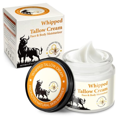 Beef Tallow Balm for Skin,Tallow Face Moisturizer with Grass-Fed Pure Beef Tallow &amp; Honey &amp; Beeswax, Whipped Beef Tallow and Honey Balm for Dry Skin - 2.1 OZ