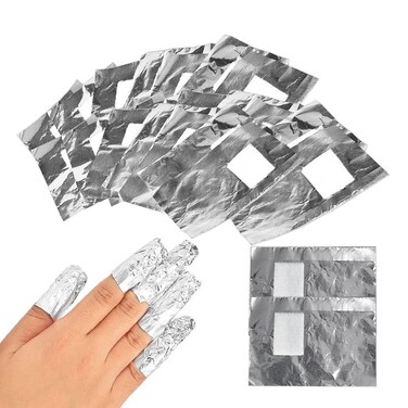 AKOAK 100Pcs Aluminium Foil Remover Wraps Nail Art Soak Off Acrylic Gel Nail Polish Removal Tool