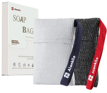 2 Pieces Soap Bags for Soap Bars, Exfoliating Soap Saver Bags, Foaming Bar Soap Pouches for Use in Baths or Showers(Grey)