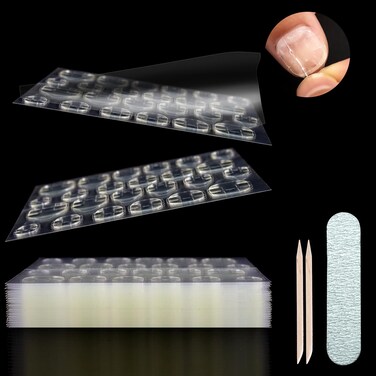 Allstarry 18pcs Press on Nail Tool Kit, Nail Prep Kit for Nail Salon Business, Disposable Manicure Kit with 15 Sheets Nail Adhesive Tabs, 2pcs Wood Sticks, Mini Nail File for Manicure Gift