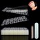 Allstarry 18pcs Press on Nail Tool Kit, Nail Prep Kit for Nail Salon Business, Disposable Manicure Kit with 15 Sheets Nail Adhesive Tabs, 2pcs Wood Sticks, Mini Nail File for Manicure Gift