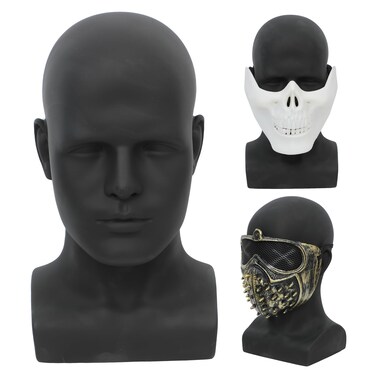 Male Mannequin Head Professional PVC Manikin Head for Display Wigs Hats Headphone Mask Sunglasses Scarf Jewelry Display Stand (Black)