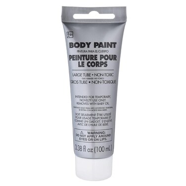 Silver Body Paint for Halloween - 3.4 oz. (1 Pc.) - Vibrant &amp; Easy-to-Apply Costume Makeup, Perfect for Props and Parties