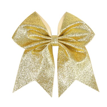7" Large Glitter Cheer Hair Bows Clip for Girls and woman - Sparkling Gold
