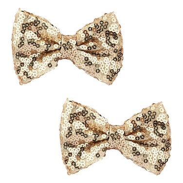 Love Fairy 3-Inch Glitter Bow Hairpin - Sparkling Sequin Bow Tie Hair Clip for Girls,Teens, and Women (Champagne Gold)