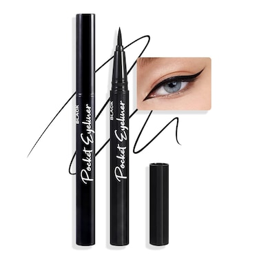 AMY'S DIARY 2 Pcs Waterproof Black Liquid Eyeliner Pen Professional Makeup Liquid Eye Liner Pencil Long Lasting and Smudge Proof Eye Makeup for Women (black+black)