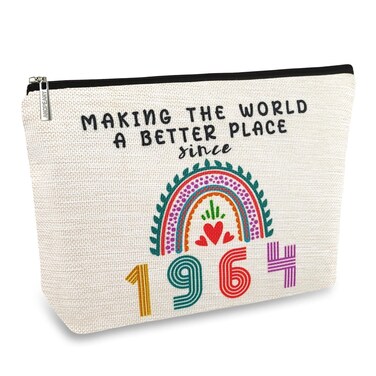 Happy 60th Birthday Gifts for Women Makeup Bag, Funny 1964 60 Year Old Birthday Decorations Gift Ideas for Grandma, Mom, Her, Wife, Sister, Aunt, Small Cosmetic Travel Bags for Mothers Day, Christmas