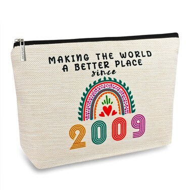 ancpeany Sweet 16 Birthday Decorations for Girls, Her, Teenage Girls, Sister, Daughter, Granddaughter, 2009 Funny 16 Year Old Girl Gift Ideas Makeup Bags, Cosmetic Travel Bag for 16th Birthday Gifts