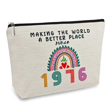 49th Birthday Gifts for Her Women, Happy 1976 49th Birthday Decorations Makeup Bag, Anniversary 49 Year Old Gift Ideas for Wife, Sister, Mom, Aunt, Cosmetic Travel Pouch for Mothers Day, Christmas