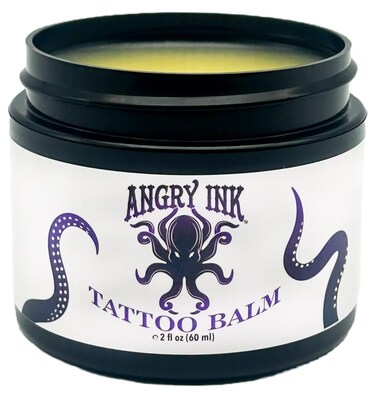 Angry Ink&reg; Tattoo Balm with Natural Ingredients   Aftercare for Fast Recovery. NO PETROLEUM. Soothing comfort for redness and itching. Great used as a Glide! (2 oz)