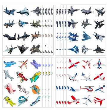 Fighter Jet Temporary Tattoos Stickers for Kids 20Sheet Military Air Force Airplane Party Favors Decoration Supplies Army Themed for Girls Boys Classroom School Gifts Prizes Rewards