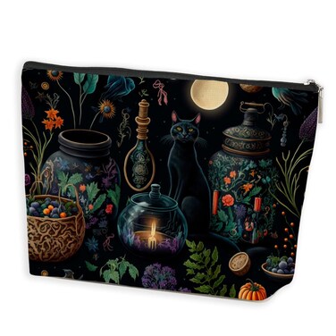 Halloween Make Up Bag Witchy Gifts Halloween Party Favor Witchcraft Supplies Makeup Organizer Bag Cosmetic Bag Witch Stuff Travel Essentials Wicca Goth Birthday Gifts for Sister Her Female Women
