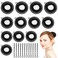 12pcs Hair Nets for Bun, 3 Different Sizes Elastic Mesh Hair Cover Invisible Wig Hair Bun Cover with Adjustable Drawstrings &amp; 48pcs Bobby Pins for Ballet Gymnastics Dancer Hair Bun Making