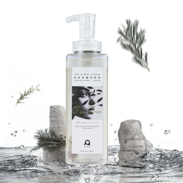 Makeup Brush Cleaner, Tea Tree Oil, Shampoo for Sponges &amp; Puffs, Deep Cleaning, Antibacterial, Conditions Bristles, Gentle, Vegan &amp; Cruelty-Free, Large Value Size, 25.36 fl oz