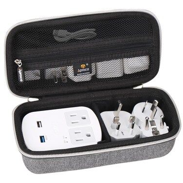 Aproca Grey Hard Travel Storage Protective Case, for Ceptics World Travel Adapter Kit