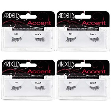 Ardell Accent Half Lashes 301, Natural Cat Eye Half Lashes for Everyday Wear, Lightweight and Reusable, 4-Pack