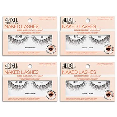 Ardell False Lashes Naked Lashes 422 - Soft and Lightweight with Invisiband False Eyelashes for Everyday Wear, 4 Pairs