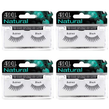 Ardell Natural Lashes False Eyelashes - Babies, Lightweight, Reusable, Natural Look Strip Lashes for Everyday Wear, Black, 4 Pack