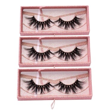 3 Packs 25mm Mink Lashes for Halloween, Super Long Thick Flared 3D Mink False Eyelashes, S99N