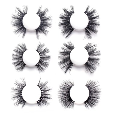 6 Styles 25mm Long Length 6D Faux Mink Lashes for Halloween, Super Dramatic, Sexy Eye Lashes, Wispy Fluffy 6D False Eyelashes, Handmade Reusable Multipacks Strip Lashes