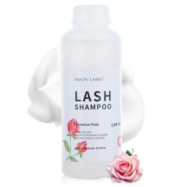 Arison Eyelash Eyelash Extension Shampoo 600ml / Eyelid Foaming Cleanser/Wash for Extensions and Natural Lashes/Paraben &amp; Sulfate Free Safe Makeup &amp; / Professional &amp; Self Use (Rose)