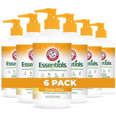 Arm &amp; Hammer 6 Pack Liquid Hand Soap for Skin Cleaning - Cleanser for Kitchen &amp; Bathroom with Orange Citrus - Natural Hand Soap Cleanses, Softens 14 FL Oz (414ml)
