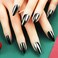 Coquette Black Chrome Metal Press on Nails - Glossy Sparkly False Nails with Chrome Design, Shine Mirror Medium Almond Manicure Art Acrylic Fake Nails, 24Pcs