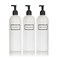 Silkscreened Empty Shower Bottle Set for Shampoo, Conditioner, and Body Wash, Cosmo/Bullet 16 oz 3-pack, White (Black Pumps)