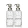 Clear Refillable Hand and Dish Soap Dispenser Set with Pumps for Kitchen Sink - PET Plastic Soap Bottles Refillable with Pump - Waterproof Labels - 16 oz, 2 Pack (Stainless Steel)