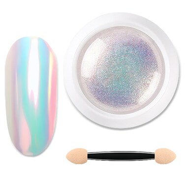 Pearl Acrylic Nail Powder, Pearl Chrome Powder, 1 Pcs Pearl Powder for Nails, High Shine Iridescent Nail Powder, Chrome Nails Powder for Girls, Mirror Effect Mermaid Chrome Nail Powder for Starters
