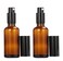 2 Pcs 100ml 3.4oz Amber Glass Travel Pump Bottles for Toiletries Leakproof Cosmetic Cream Pump Bottle Containers Soap Dispenser Jar with Black Cap for Lotion Cream Essential Oil