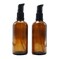 2 Pcs 100ml 3.4oz Amber Glass Travel Bottles with Black Lotion Pumps Leakproof Pump Press Bottles Lotion Dispenser Soap Dispenser Cream Cosmetics Bottle Containers Jar for Toiletries