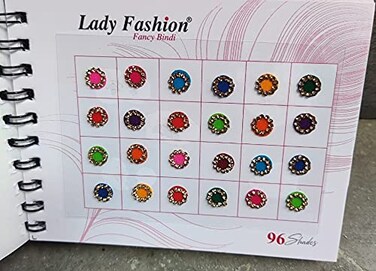 ATCUSA Lady Fashion Premium Spiral Book Round Multicolored Bindi with Crystals - Temporary Tattoo/Body Art/Jewel - Various Sizes 7mm - 96 Bindis
