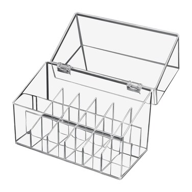 ATOMUS Lipstick Holder Display Case, 18 Slots Lipstick Organizer Storage with Dust Cover Transparent Acrylic Cosmetic Makeup Lipgloss Rack Holder